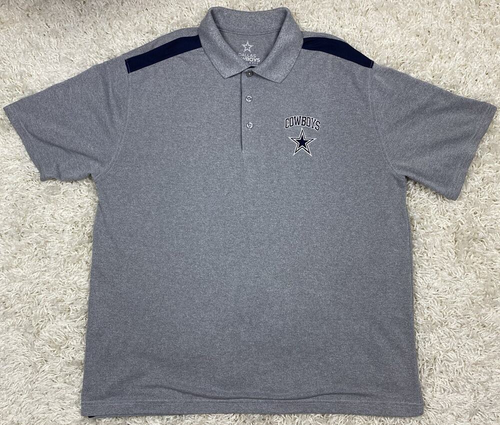 Dallas Cowboys Authentic Polo Shirt Men's 2XL Gray Navy NFL Embroidered Star